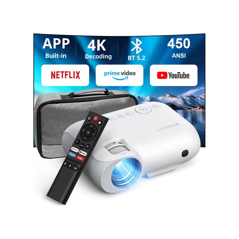 YOTON Y9 Netflix Projector with wifi and bluetooth, Portable Projector 4K support 20000 lumens with zoom, 2024 Upgraded movie projector with Netflix/Prime Video/YouTube/Hulu/Dolby - Image 1