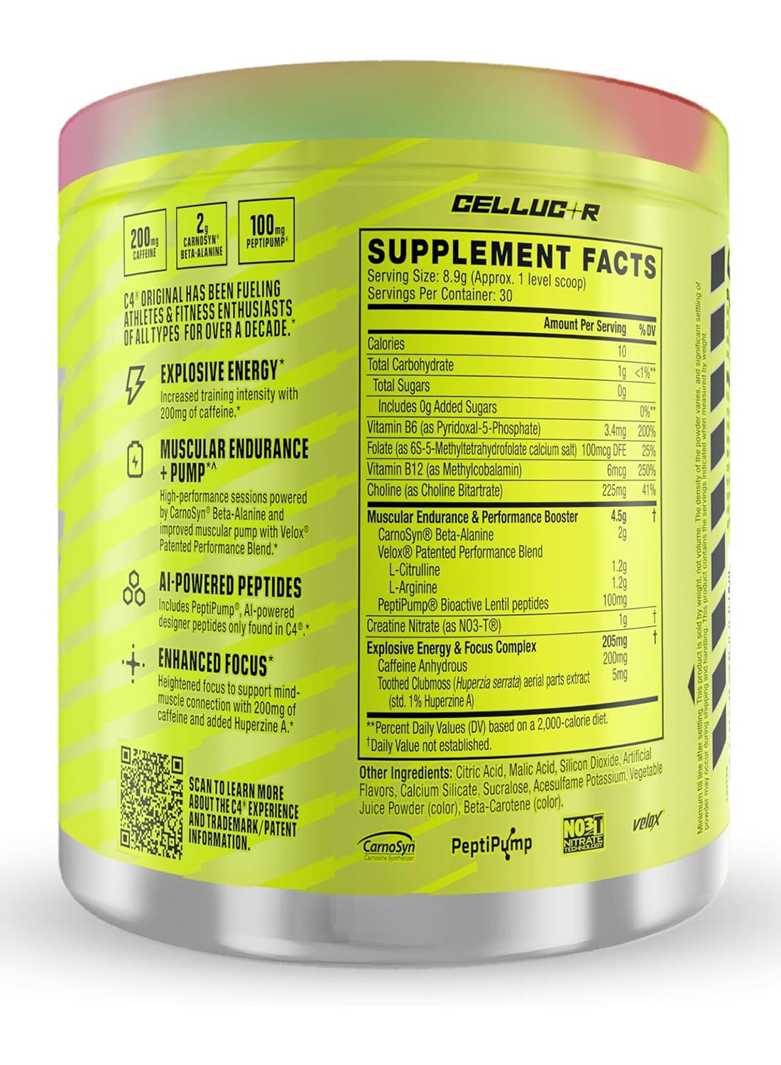 C4 Original Pre Workout Powder With Zero Sugar, Beta-Alanine, Vitamin C, For Energy, Focus & Performance, Watermelon - 30 Servings