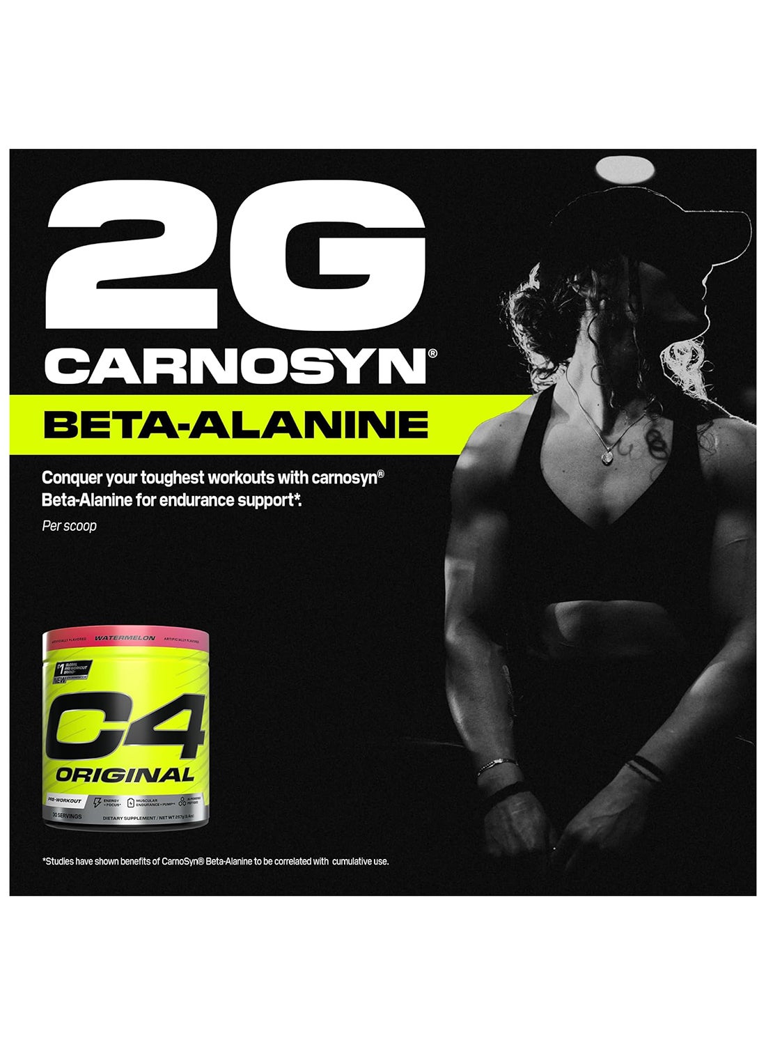 C4 Original Pre Workout Powder With Zero Sugar, Beta-Alanine, Vitamin C, For Energy, Focus & Performance, Watermelon - 30 Servings