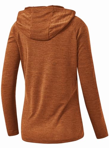 TBMPOY Womens UPF 50+ Sun Protection Hoodie Shirt Long Sleeve Fishing Hiking Outdoor UV Shirt Lightweight Orange L - Image 2