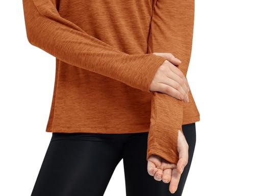 TBMPOY Womens UPF 50+ Sun Protection Hoodie Shirt Long Sleeve Fishing Hiking Outdoor UV Shirt Lightweight Orange L - Image 3