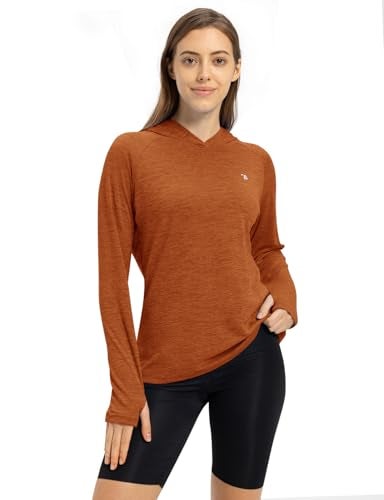 TBMPOY Womens UPF 50+ Sun Protection Hoodie Shirt Long Sleeve Fishing Hiking Outdoor UV Shirt Lightweight Orange L - Image 5