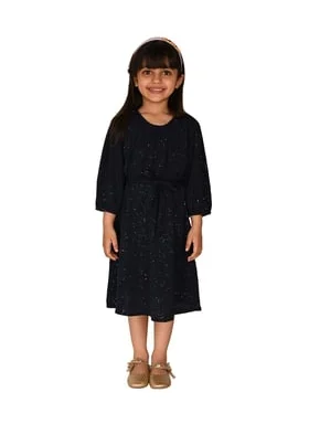 LILPICKS Sparkling Navy Blue Girls Dress