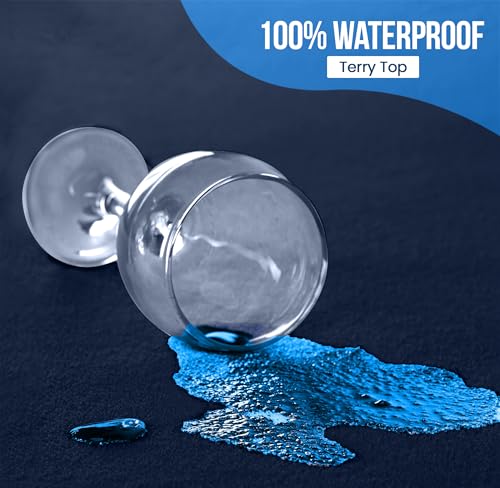 Utopia Bedding Waterproof Mattress Protector Twin Size, Premium Terry Mattress Cover 200 GSM, Breathable, Fitted Style with Stretchable Pockets (Navy) - Image 2