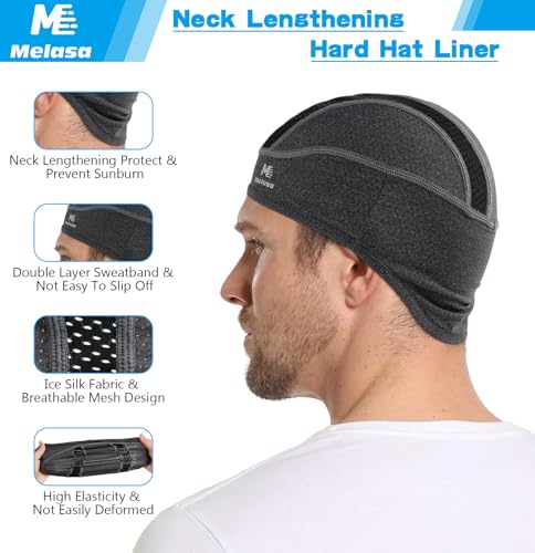 MELASA Skull Cap Cooling Helmet Liner for Hard Hat with Neck Extension Sun Protection Mesh Breathable Sweat Cap for Men Women - Image 2