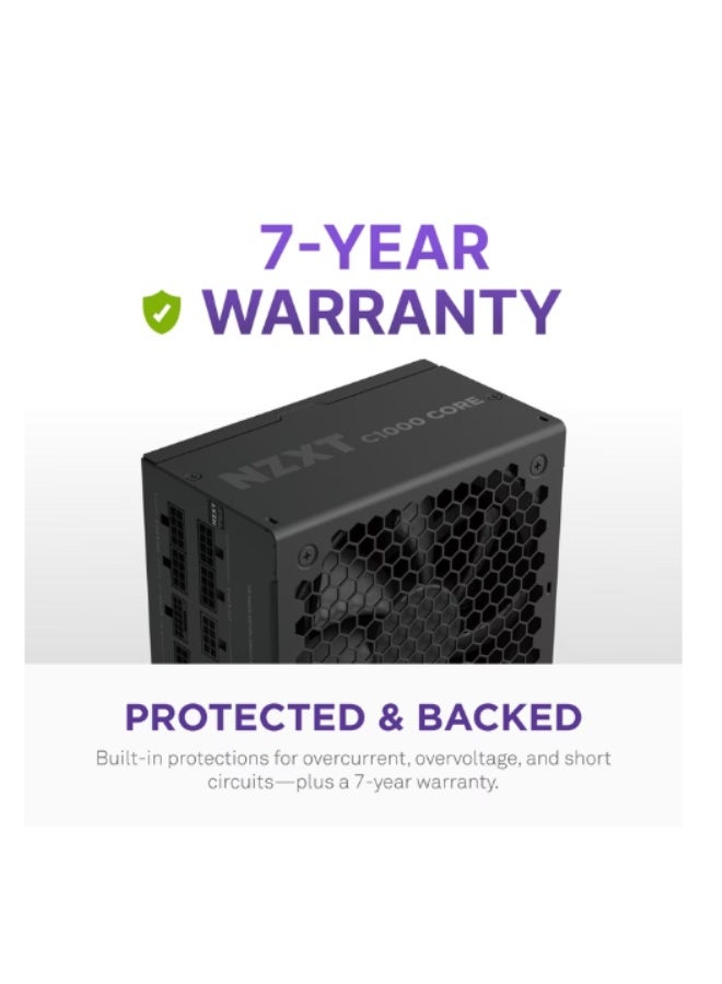 NZXT C1000 Gold Core 1000W Fully Modular ATX 3.1 Power Supply, 80+ Gold, ATX 3.1 & PCIe 5.1 12V-2×6, Zero RPM Fan, Cybenetics Platinum, 105°C Capacitors, Black | PA-0G3BB-UK - Image 3