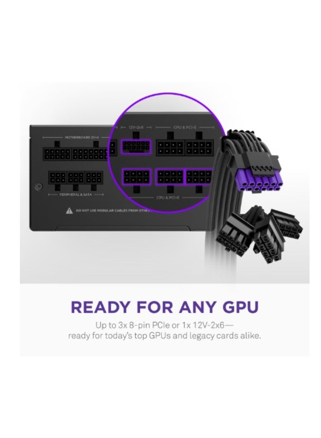 NZXT C1000 Gold Core 1000W Fully Modular ATX 3.1 Power Supply, 80+ Gold, ATX 3.1 & PCIe 5.1 12V-2×6, Zero RPM Fan, Cybenetics Platinum, 105°C Capacitors, Black | PA-0G3BB-UK - Image 5