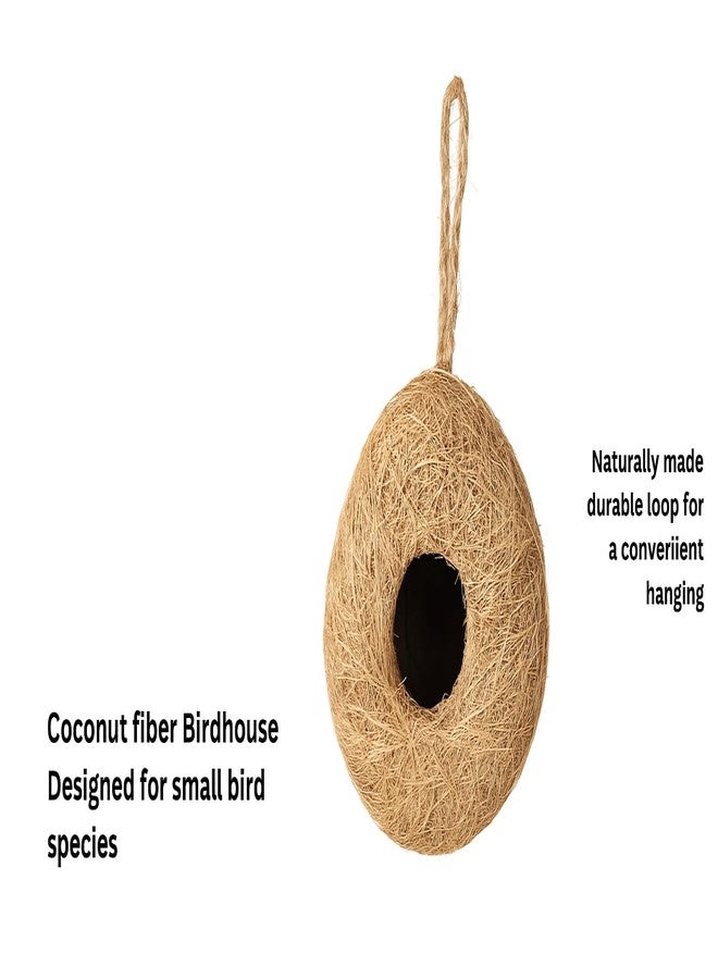 عش طيور آمن من AVIANS مصنوع من ألياف جوز الهند الطبيعية، مع لب داخلي وقاعدة متينة، مناسب للعصافير الصغيرة، وطيور الحب، والعصافير المنزلية، والطيور الطنانة. تصميم فريد للشرفات والحدائق، مقاس 19 × 112 سم، مناسب لجميع الطيور الصغيرة. - Image 4