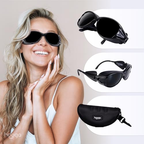 hooga Red Light Therapy Protective Glasses, Polycarbonate Lens, Near Infrared Brightness Reduction, Anti-Glare, UV Blocking, Unisex One-Size-Fits-Most, Eye Safety - Image 3