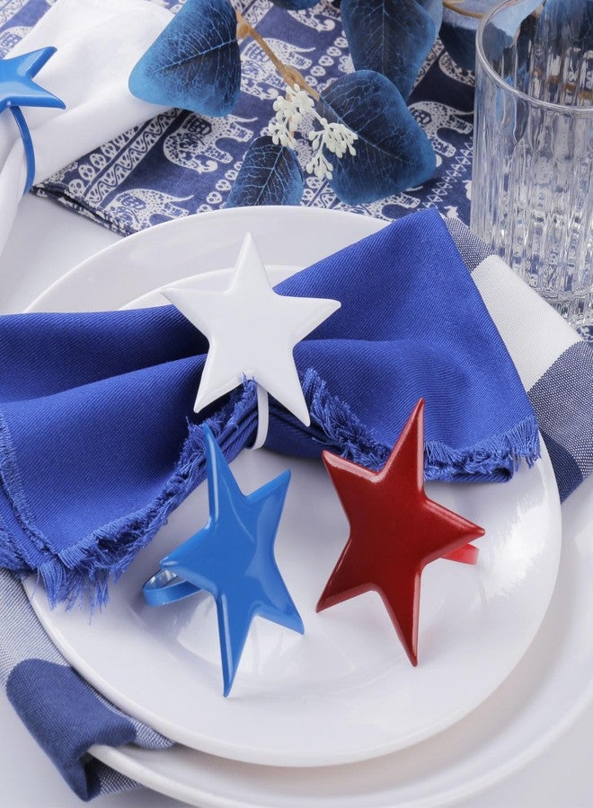 LogHog 6-Pack Patriotic Star Napkin Rings Set - Red White & Blue Star-Shaped Napkin Holders for 4th of July, Independence Day Table Decor, USA Flag Theme Dinner Party Accessories - Image 4