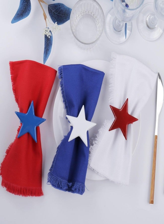 LogHog 6-Pack Patriotic Star Napkin Rings Set - Red White & Blue Star-Shaped Napkin Holders for 4th of July, Independence Day Table Decor, USA Flag Theme Dinner Party Accessories - Image 5