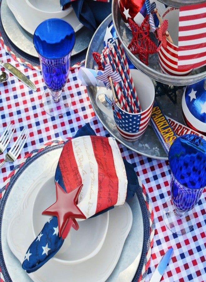 LogHog 6-Pack Patriotic Star Napkin Rings Set - Red White & Blue Star-Shaped Napkin Holders for 4th of July, Independence Day Table Decor, USA Flag Theme Dinner Party Accessories - Image 2