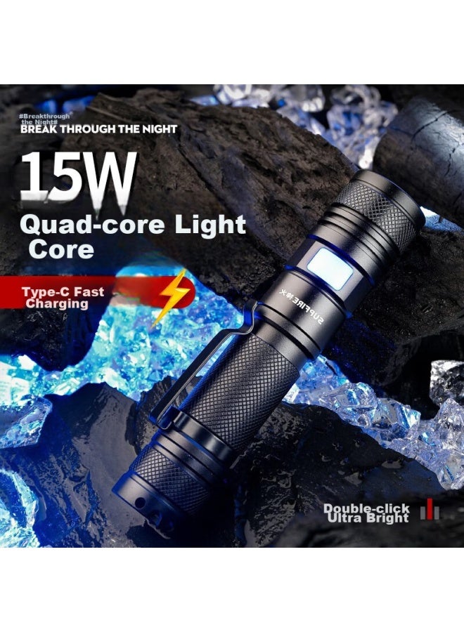 Supfire A2 Flashlight, High-intensity Torch, Compact Zoomable, Long-lasting Battery, Mini Long-range, Ultra-bright, Portable, Cycling Light - Image 1