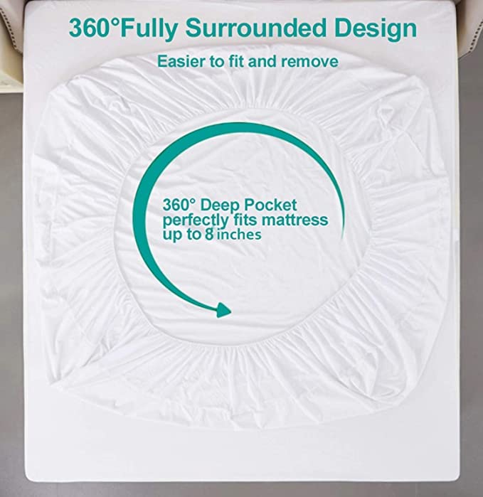 Water Proof Terry Cotton Mattress Protector n Kids Urine Protection (King_75x70_6, Beige)  - Image 3
