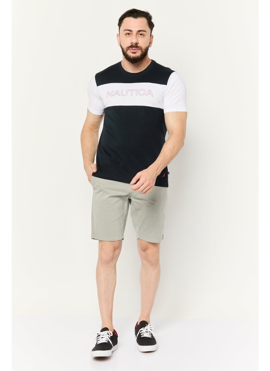 NAUTICA - Men Crew Neck Short Sleeves Brand Logo T-Shirt, Black/White - Image 1