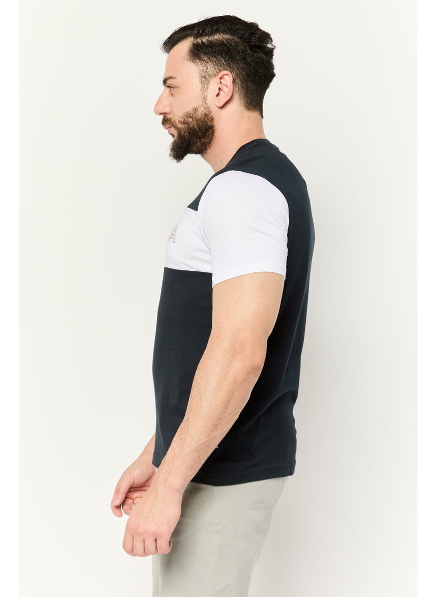 NAUTICA - Men Crew Neck Short Sleeves Brand Logo T-Shirt, Black/White - Image 1
