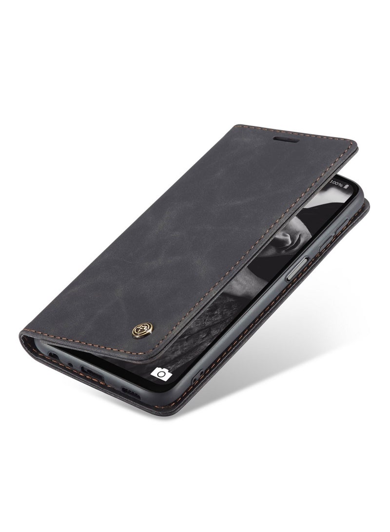CaseMe Samsung Galaxy A23/M23 Case Wallet Case Book Folding Flip Folio Case with Magnetic Kickstand Card Slots Protective Cover - Black - Image 2