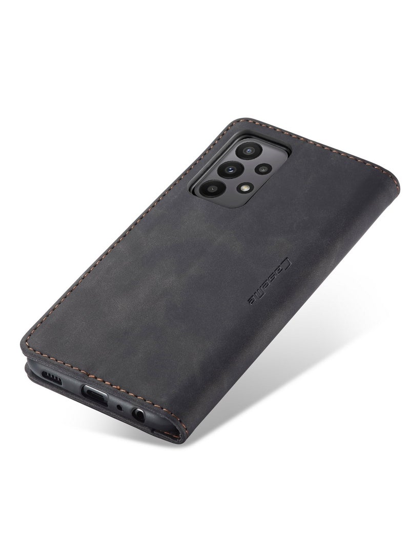 CaseMe Samsung Galaxy A23/M23 Case Wallet Case Book Folding Flip Folio Case with Magnetic Kickstand Card Slots Protective Cover - Black - Image 3