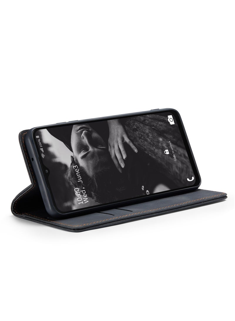 CaseMe Samsung Galaxy A23/M23 Case Wallet Case Book Folding Flip Folio Case with Magnetic Kickstand Card Slots Protective Cover - Black - Image 4