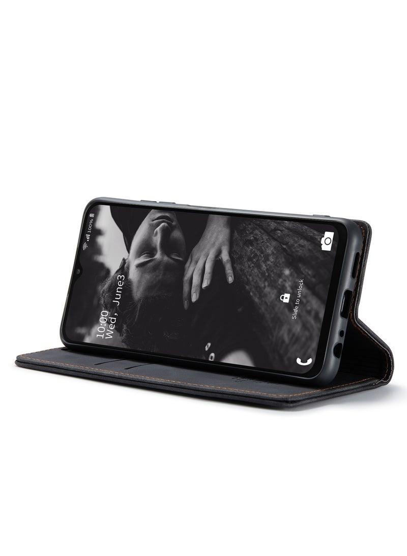 CaseMe Samsung Galaxy A23/M23 Case Wallet Case Book Folding Flip Folio Case with Magnetic Kickstand Card Slots Protective Cover - Black - Image 5
