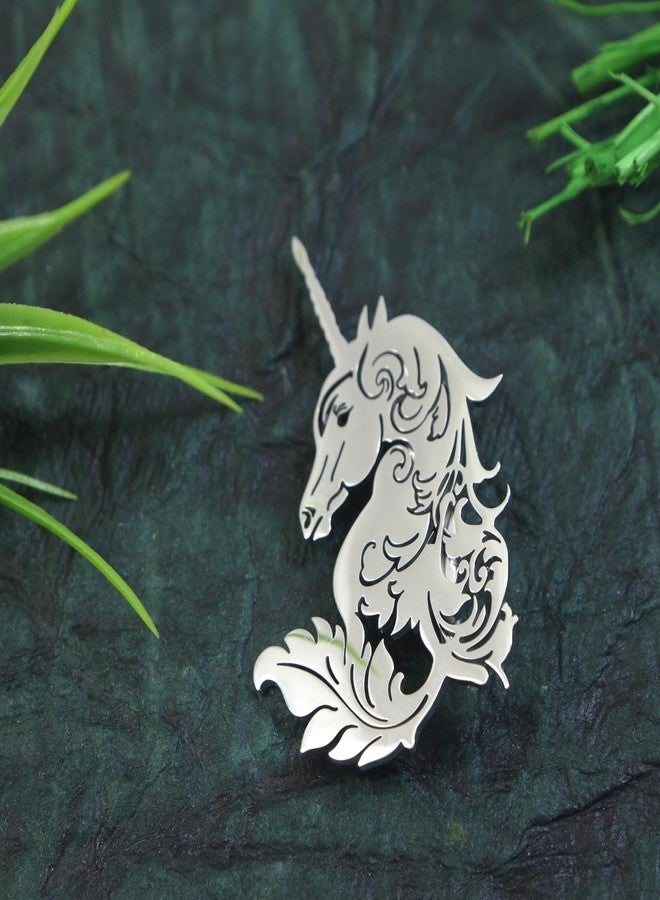 Adorn Stainless Steel Premium Designer Unicorn Brooch For Men/Women (B2284) - Image 3