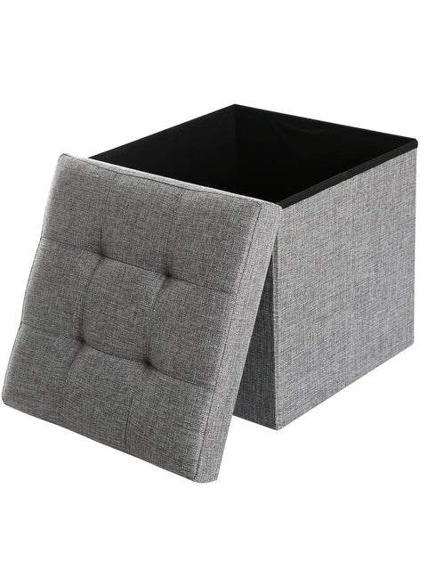 38cm Multi-functional Sofa Stool Home Rectangular Thickened Storage Stool Storage for Changing Shoes Storage Box Cotton and Linen Storage Stool,Grey