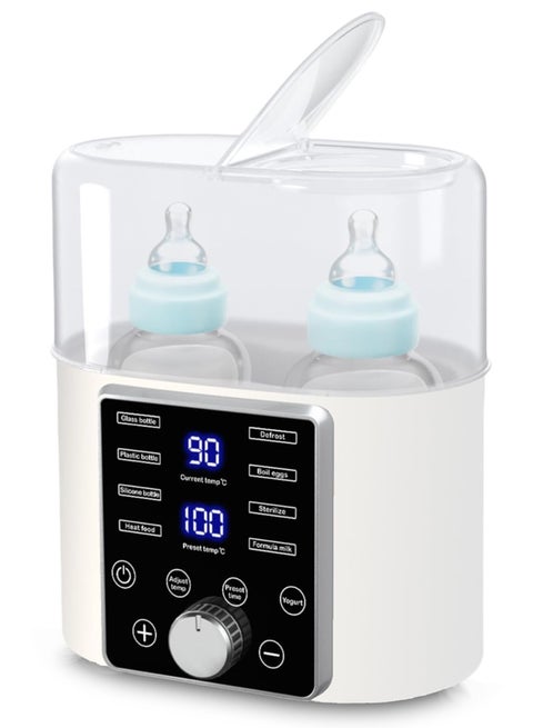 Baby bottle heater-13-in-1 fast portable dual bottle warmer-LED screen precision temperature control meter-sterilization heater