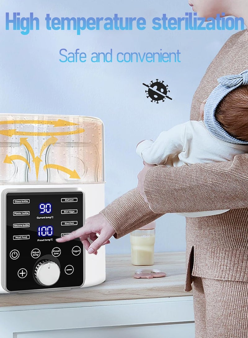 Baby bottle heater-13-in-1 fast portable dual bottle warmer-LED screen precision temperature control meter-sterilization heater