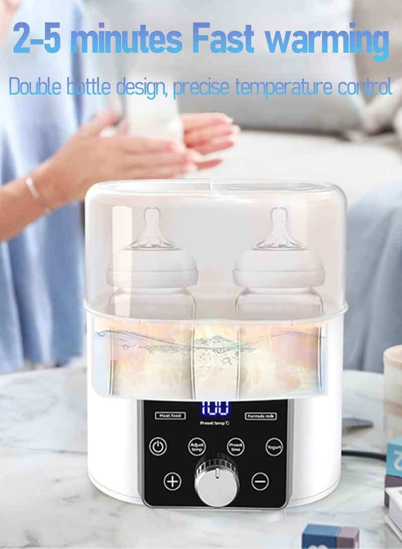 Baby bottle heater-13-in-1 fast portable dual bottle warmer-LED screen precision temperature control meter-sterilization heater