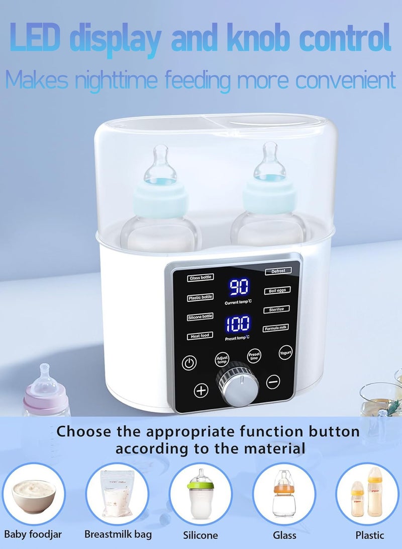 Baby bottle heater-13-in-1 fast portable dual bottle warmer-LED screen precision temperature control meter-sterilization heater
