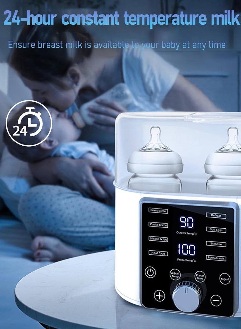 Baby bottle heater-13-in-1 fast portable dual bottle warmer-LED screen precision temperature control meter-sterilization heater