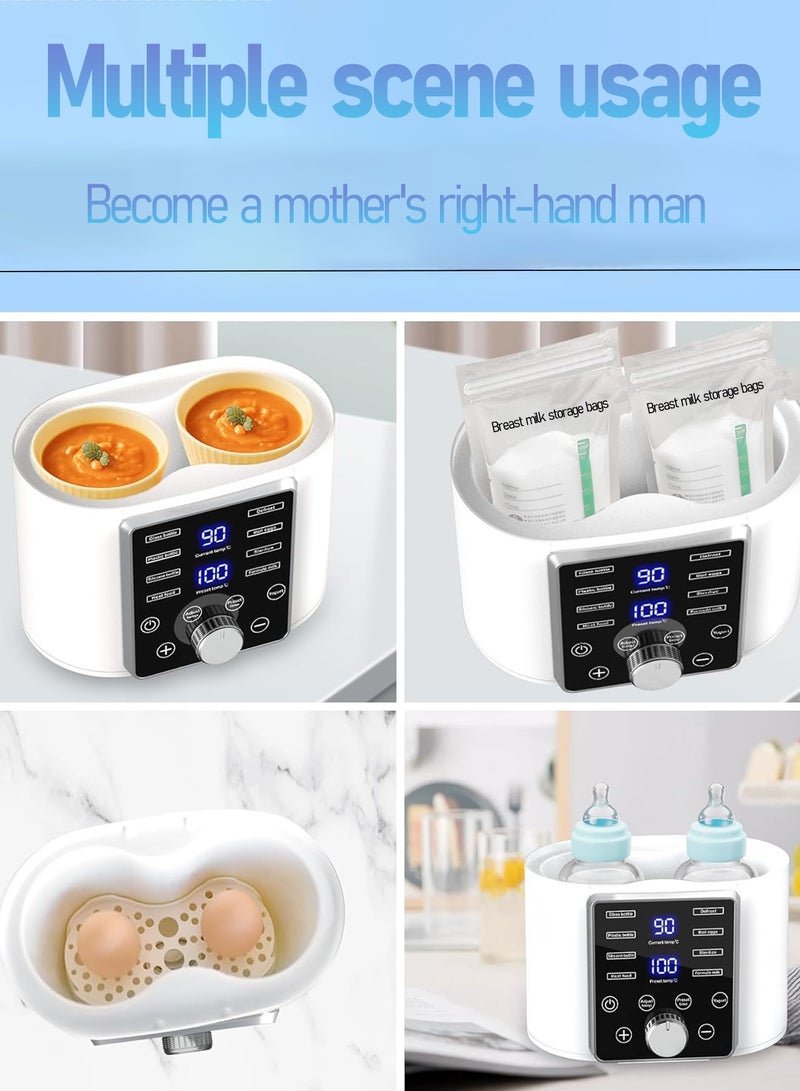 Baby bottle heater-13-in-1 fast portable dual bottle warmer-LED screen precision temperature control meter-sterilization heater