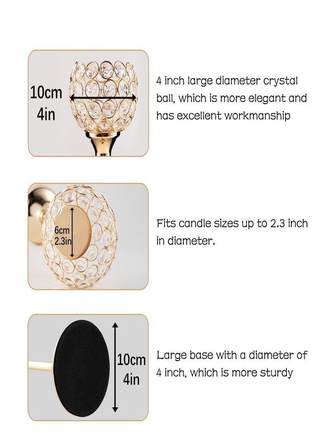 VINCIGANT Gold Crystal Candle Holders Set of 2,Pillar Candlesticks for Table Centerpieces, Valentine's Day Home Decor Wedding Party Housewarming Gift - Image 4