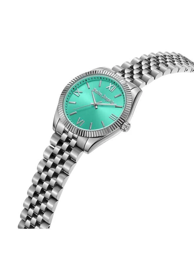 Palm Angels Pioniere Aqua Dial Silver Stainless Steel Bracelet Analog Watch for Women, 36mm