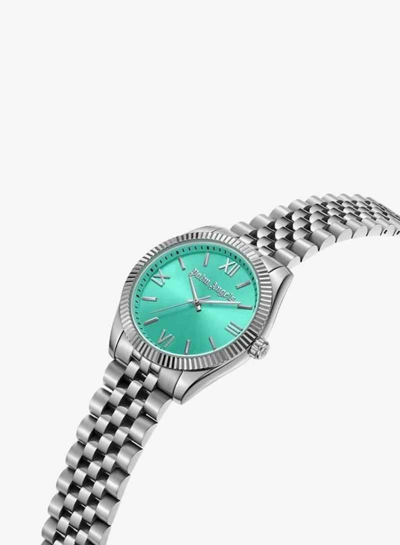 Palm Angels Pioniere Aqua Dial Silver Stainless Steel Bracelet Analog Watch for Women, 36mm