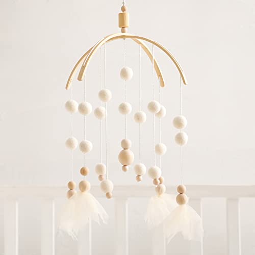let's make Baby Mobile 100% Felt Ball Bed Bell Mobile Crib Jewelry Creative Pendant Toy Wooden Wind Chime Nursery Decoration - Image 1