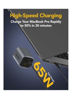 Remson Remson Neo Power 65W GaN Wall Charger QC 3.0 PD 2 USB-C / 1 USB-A Ports Foldable Plug with Fast Charging Indicator Compatible with iPhone, iPad, Samsung, Huawei, Xiaomi etc  - Image 3