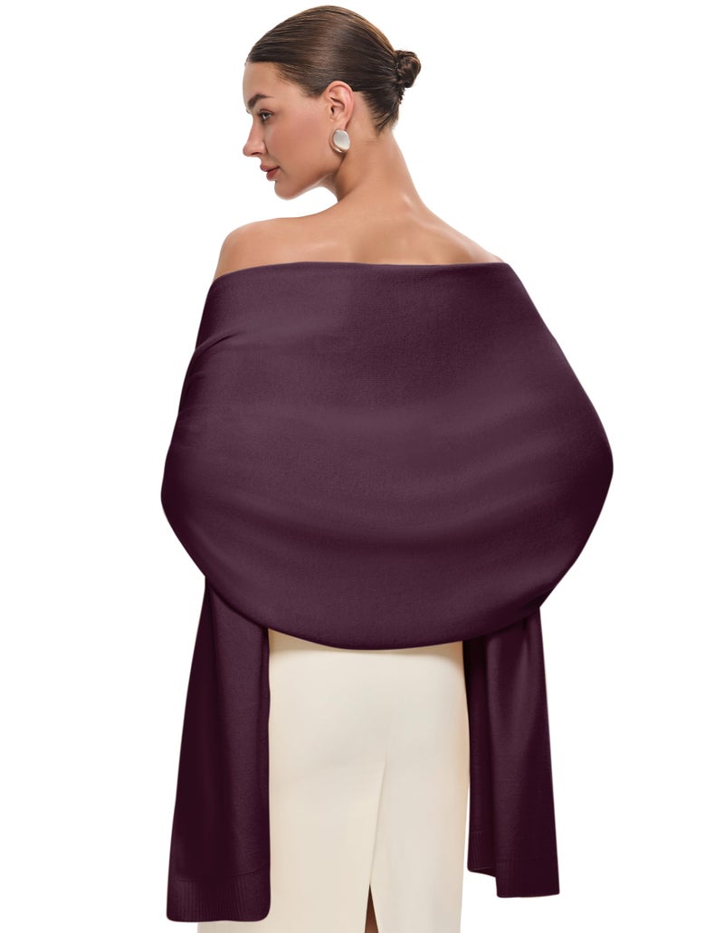 PULI Women's Burgundy Pashmina Shawl Wraps for Evening Dress Large Scarf Blanket Long Wedding Bridal Winter Warm Shoulder Wrap - Image 1