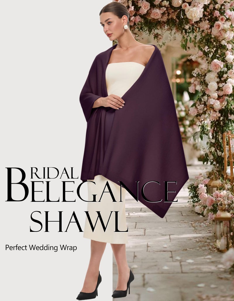 PULI Women's Burgundy Pashmina Shawl Wraps for Evening Dress Large Scarf Blanket Long Wedding Bridal Winter Warm Shoulder Wrap - Image 2