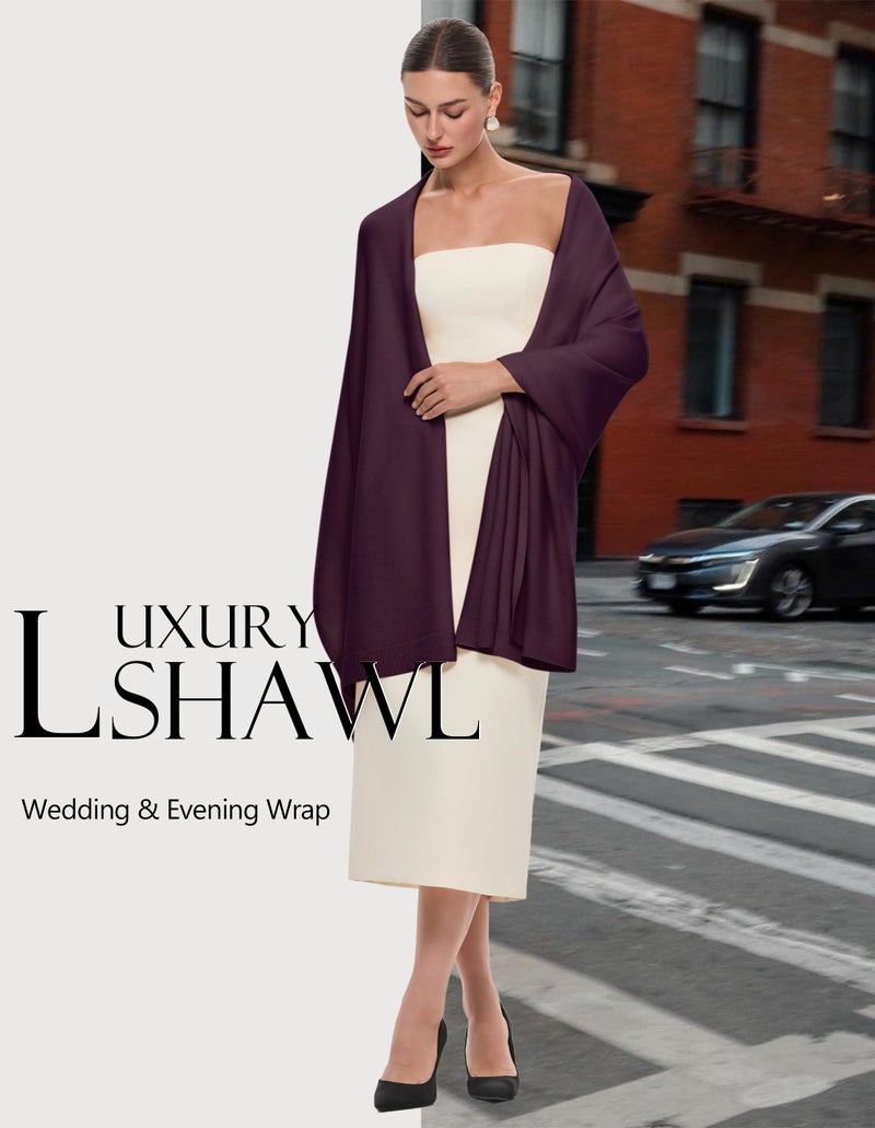 PULI Women's Burgundy Pashmina Shawl Wraps for Evening Dress Large Scarf Blanket Long Wedding Bridal Winter Warm Shoulder Wrap - Image 5