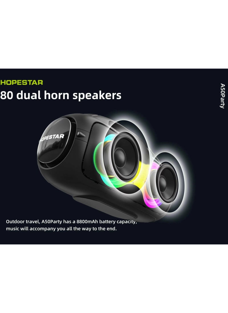 HOPESTAR - 80W Wireless Outdoor Speaker - Bluetooth 5.0, Dual 40W Speakers, 8-Hour Playback, IP5X Waterproof, TWS TWS Pairing, U Disk/TF/AUX Support - Ultimate Portable Sound System- Ideal for Party and Outdoor Use - Image 1