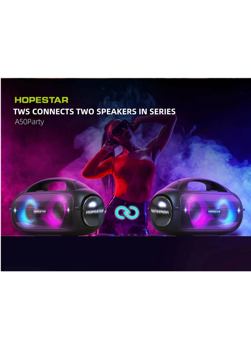 HOPESTAR - 80W Wireless Outdoor Speaker - Bluetooth 5.0, Dual 40W Speakers, 8-Hour Playback, IP5X Waterproof, TWS TWS Pairing, U Disk/TF/AUX Support - Ultimate Portable Sound System- Ideal for Party and Outdoor Use - Image 1