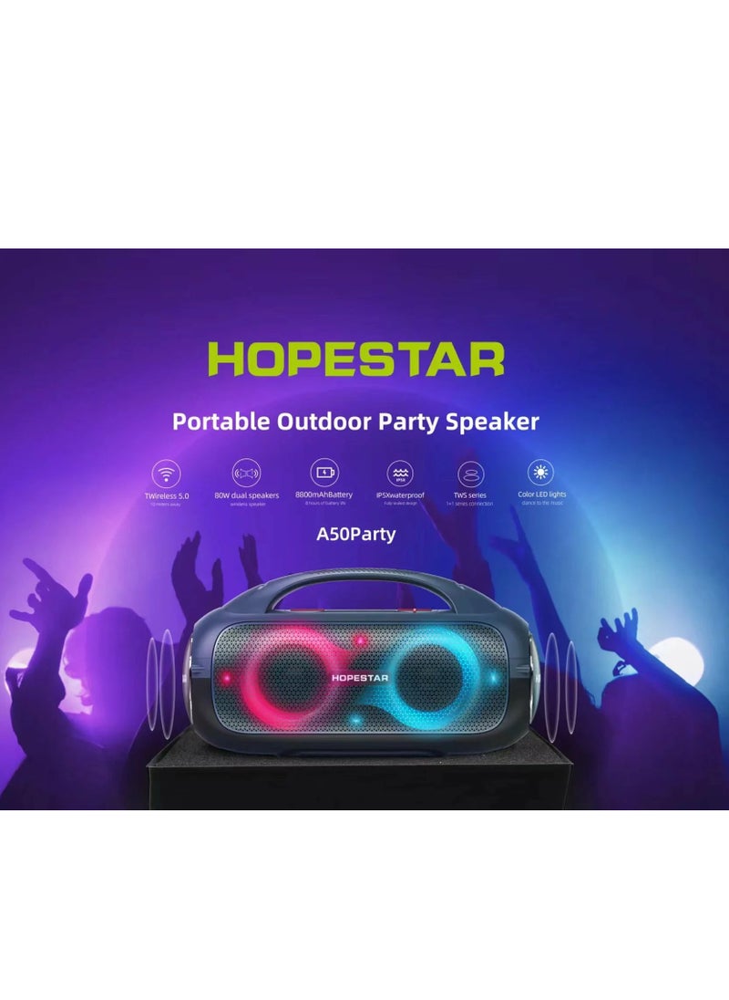HOPESTAR - 80W Wireless Outdoor Speaker - Bluetooth 5.0, Dual 40W Speakers, 8-Hour Playback, IP5X Waterproof, TWS TWS Pairing, U Disk/TF/AUX Support - Ultimate Portable Sound System- Ideal for Party and Outdoor Use - Image 1