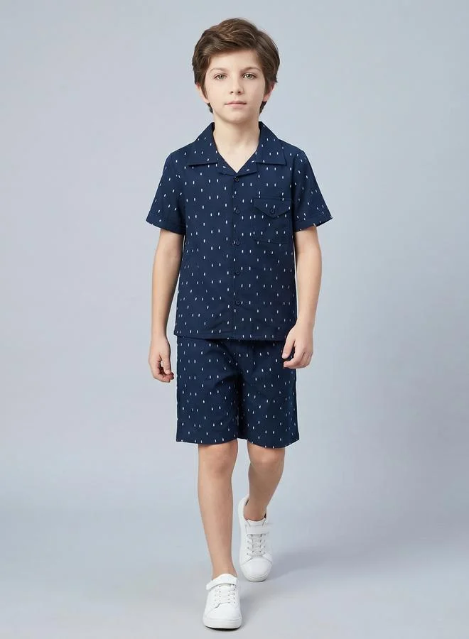 Bella Moda Boys Printed Short Sleeve Shirt and Shorts Set