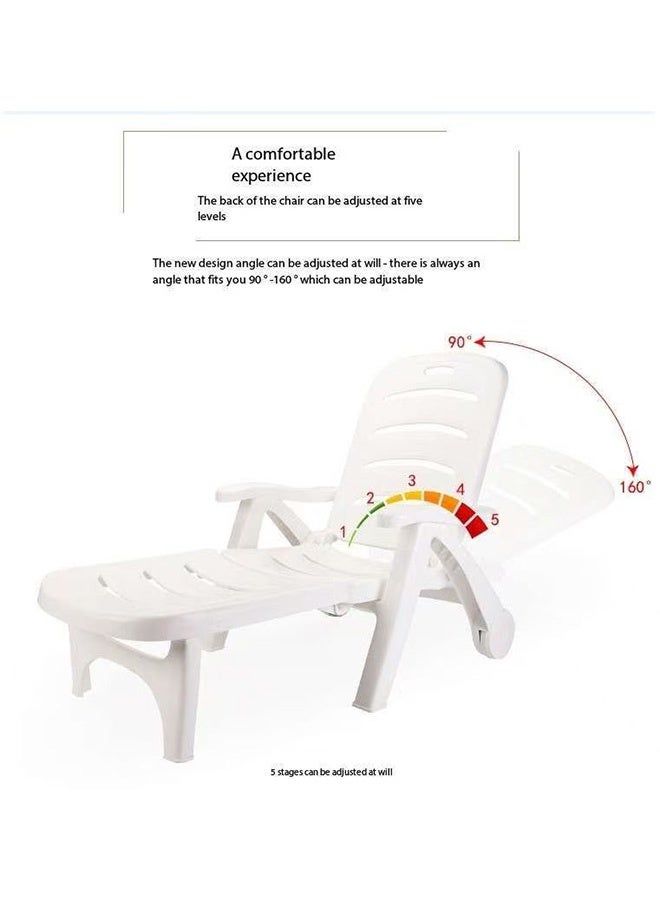 JCB CHIC كراسي استرخاء في الهواء الطلق قابلة للتعديل في الهواء الطلق ， كراسي استرخاء محمولة قابلة للطي قابلة للتعديل في 5 أوضاع قابلة للطي كراسي استرخاء قابلة للطي للاستحمام بالشمس في الفناء الخلفي لحمام السباحة في الخارج - Image 3