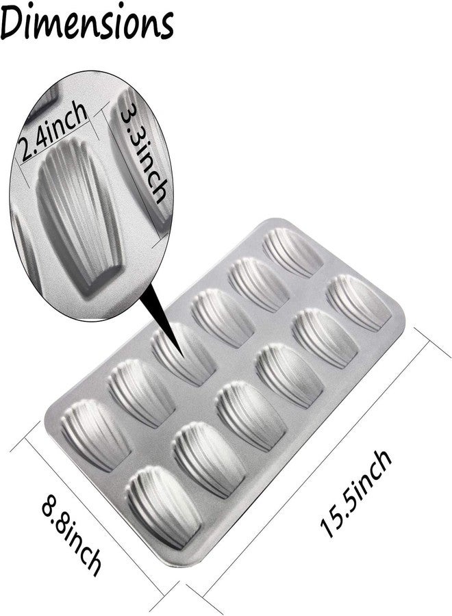 BAKING SET مجموعة أدوات الخبز: قالب مادلين غير لاصق بـ 12 تجويفًا لتزيين الكيك | - Image 3