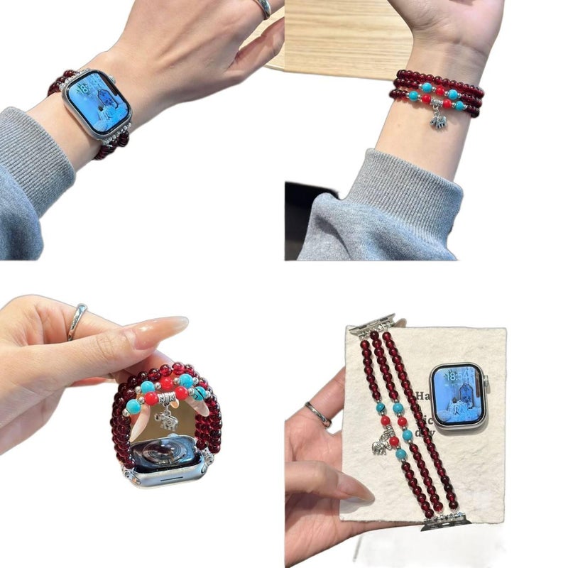 QX 14.5-15cm Resin Bracelet Strap Smartwatch Band Compatible with Apple Watch with Adjustable Fit Replacement Strap for Daily Wear - Image 2