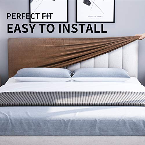 DUJUIKE Headboard Cover for King Bed, Stretch Bed Headboard Slipcover, Dustproof Protector Cover for Linen Upholstered Headboard, Velvet Fabric (Brown) - Image 4