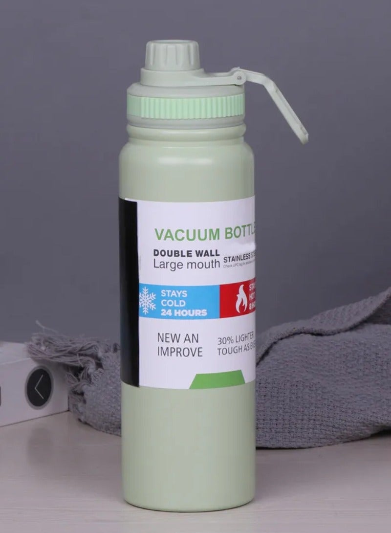 DIGI CORE Portable Water Bottles Space Double Layer Solid Steel 800ml Sports Fitness Bottle Large Capacity Cold Insulation Water Cup For Car Travel Outdoor BPA Free