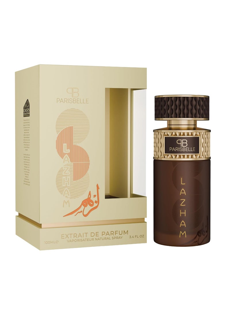 Parisbelle Lazham Oasis Collection Extrait de Parfum Unisex 100ml | Long Lasting Aromatic Leather Oud Fragrance | Sage Musk Luxury Woody Perfume for Men & Women | Premium Signature Scent - Image 1